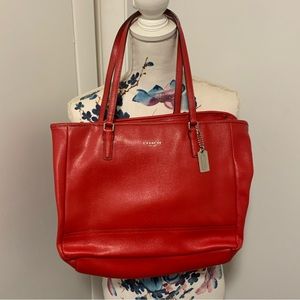 Coach East West L1294-23576 Red Saffiano Leather Tote